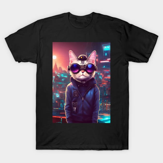 Cool Japanese Techno Cat In Japan Neon City T-Shirt by star trek fanart and more